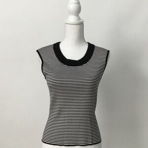 ST. JOHN Basic Striped Scoop Neck Knit Tank Shell Top